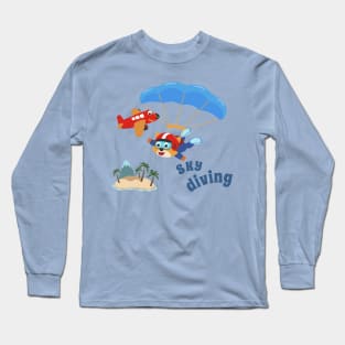 Vector illustration of a cute skydiver Long Sleeve T-Shirt